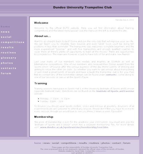 DUTC Website Homepage Screen Shot