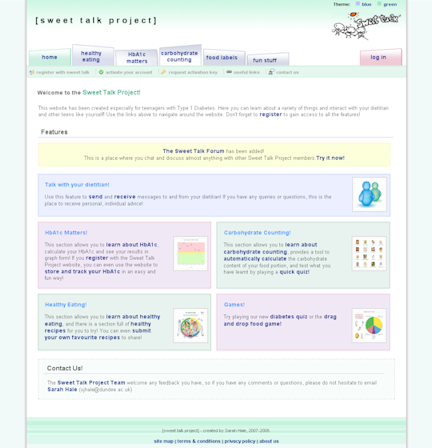 The Sweet Talk Project Website Homepage Screen Shot